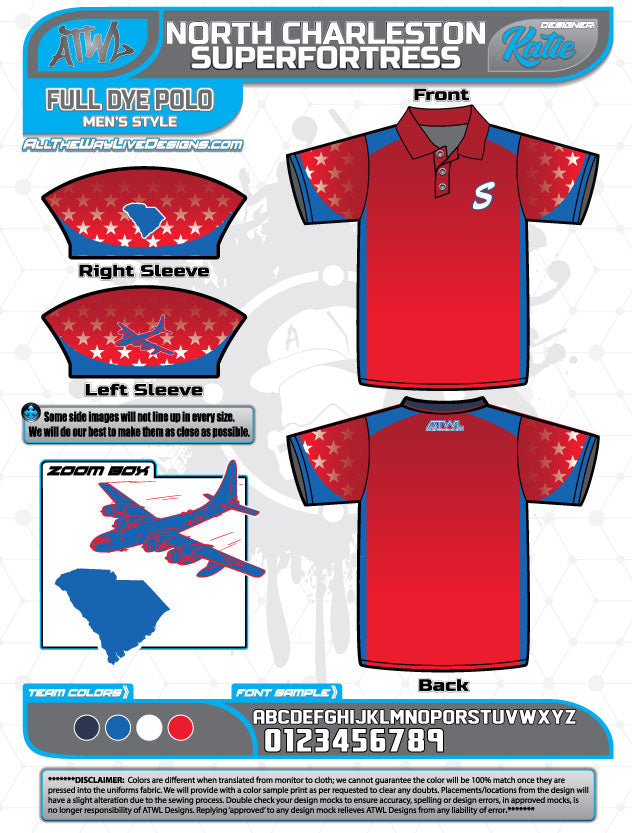 North Charleston Superfortress Full Dye Polos