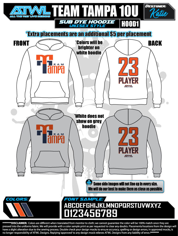 Team Tampa Sub Dye Hoodies