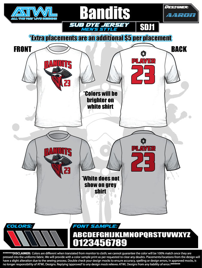 Bandits 11U Men's Sub Dye Jersey