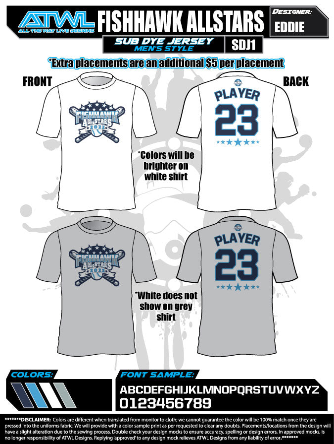2022 Fishhawk All Stars Mens Parent Jerseys