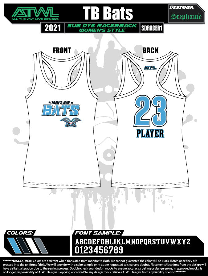 Tampa Bay Bats Sub Dye Womens Racerback