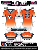 Load image into Gallery viewer, Team Tampa orange 2 button Men's cut Full Dye Jersey