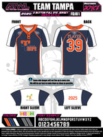 Load image into Gallery viewer, Team Tampa navy 2 button Men's cut Full Dye Jersey