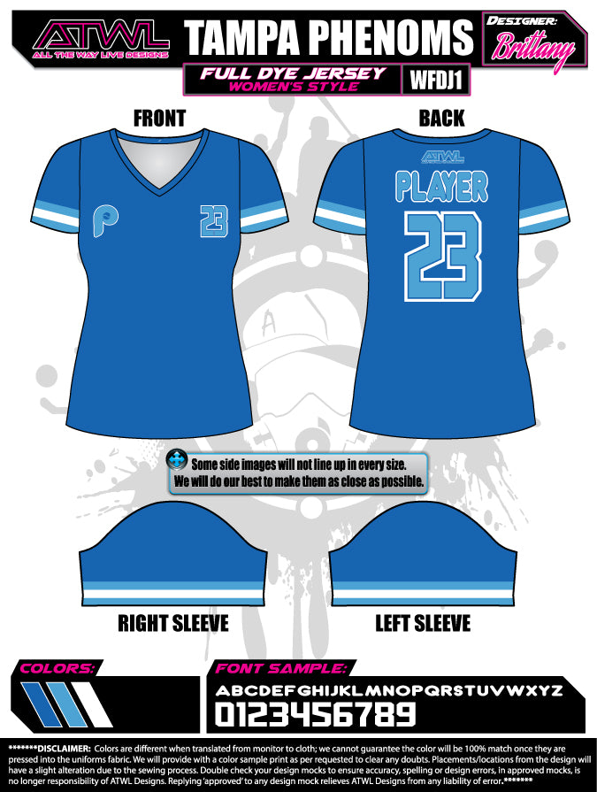 Tampa Phenoms Womens Full Dye Jersey
