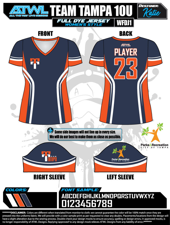 Team Tampa Navy Women's Full Dye Jersey