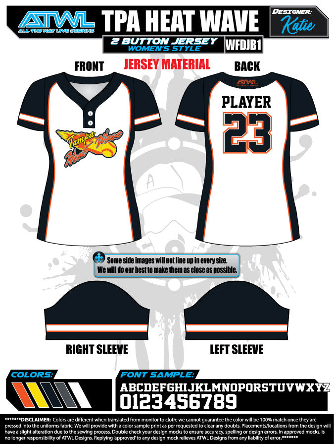 Heatwave 2 button 10u Game Day Jerseys