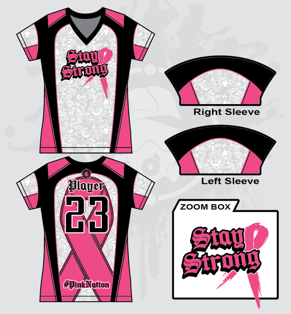 Stay Strong Womens Full Dye Jersey Cancer Awareness