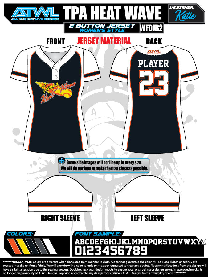 Heatwave 2 button 10u Game Day Jerseys