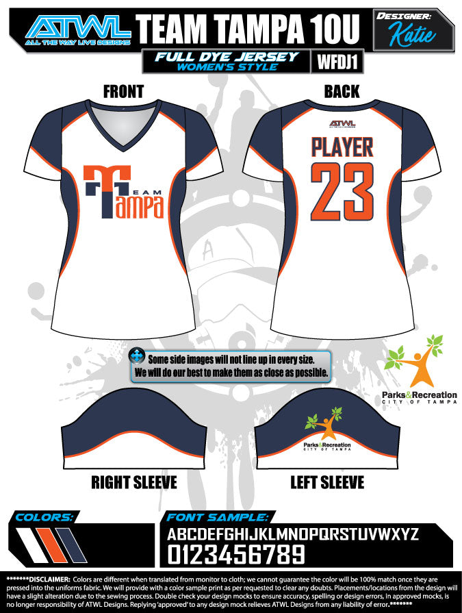 Team Tampa White Women's Full Dye Jersey
