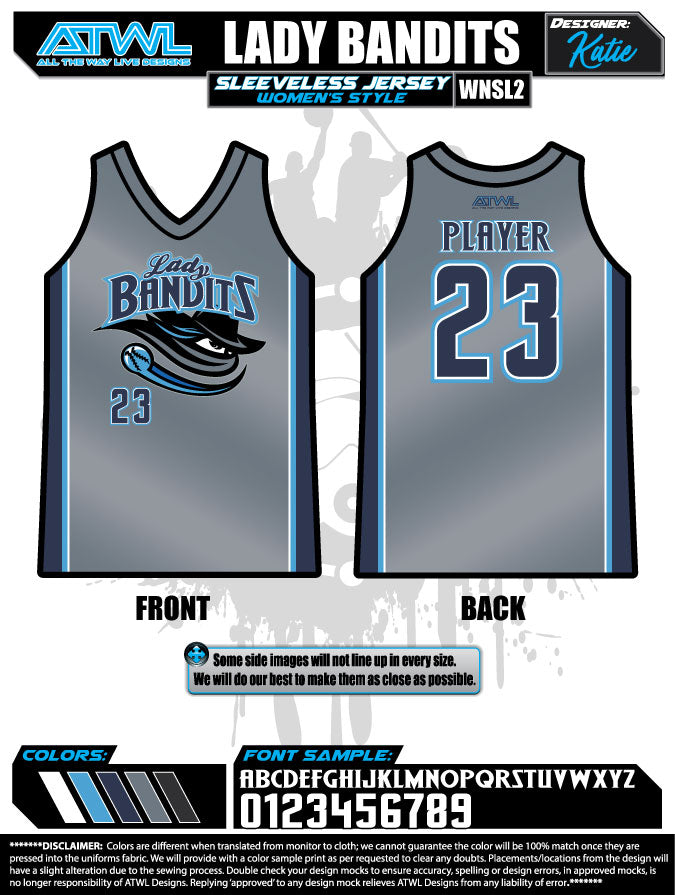 Lady Bandits Mirrored Women's Sleeveless Game Jersey