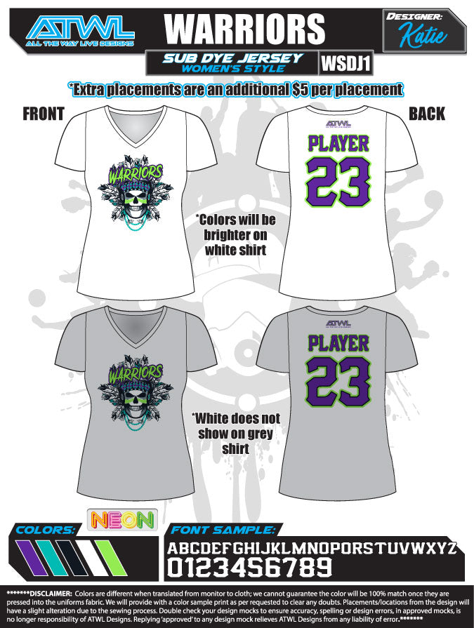 Warriors Women's Sub Dye Jersey